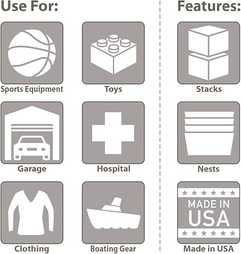 Miniatura 5 de Akro-Mils 66486 CLDBL Caja de almacenamiento de plástico de 12 galones con tapa adjunta, 21-12 pulgadas x 15 pulgadas x 12-12 pulgadas,