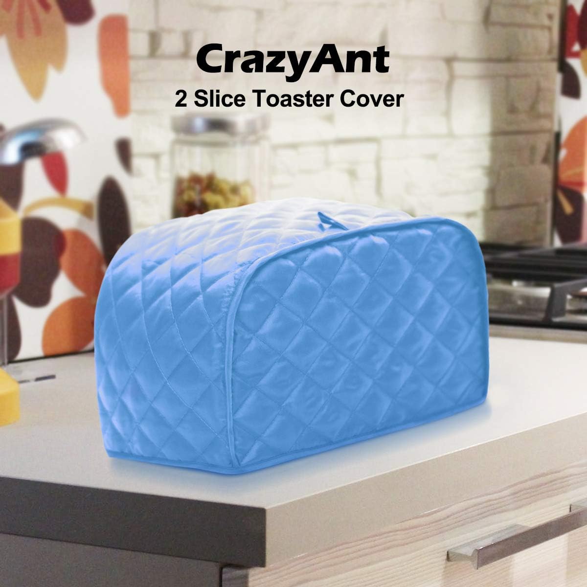 CrazyAnt Two Slice Toaster Cover, Toaster Protectors Cotton Fingerprint Protection Anti-sputtering and Dustproof Machine Washable for Most Toaster(Blue+Cotton, Two Slice Toaster Cover)