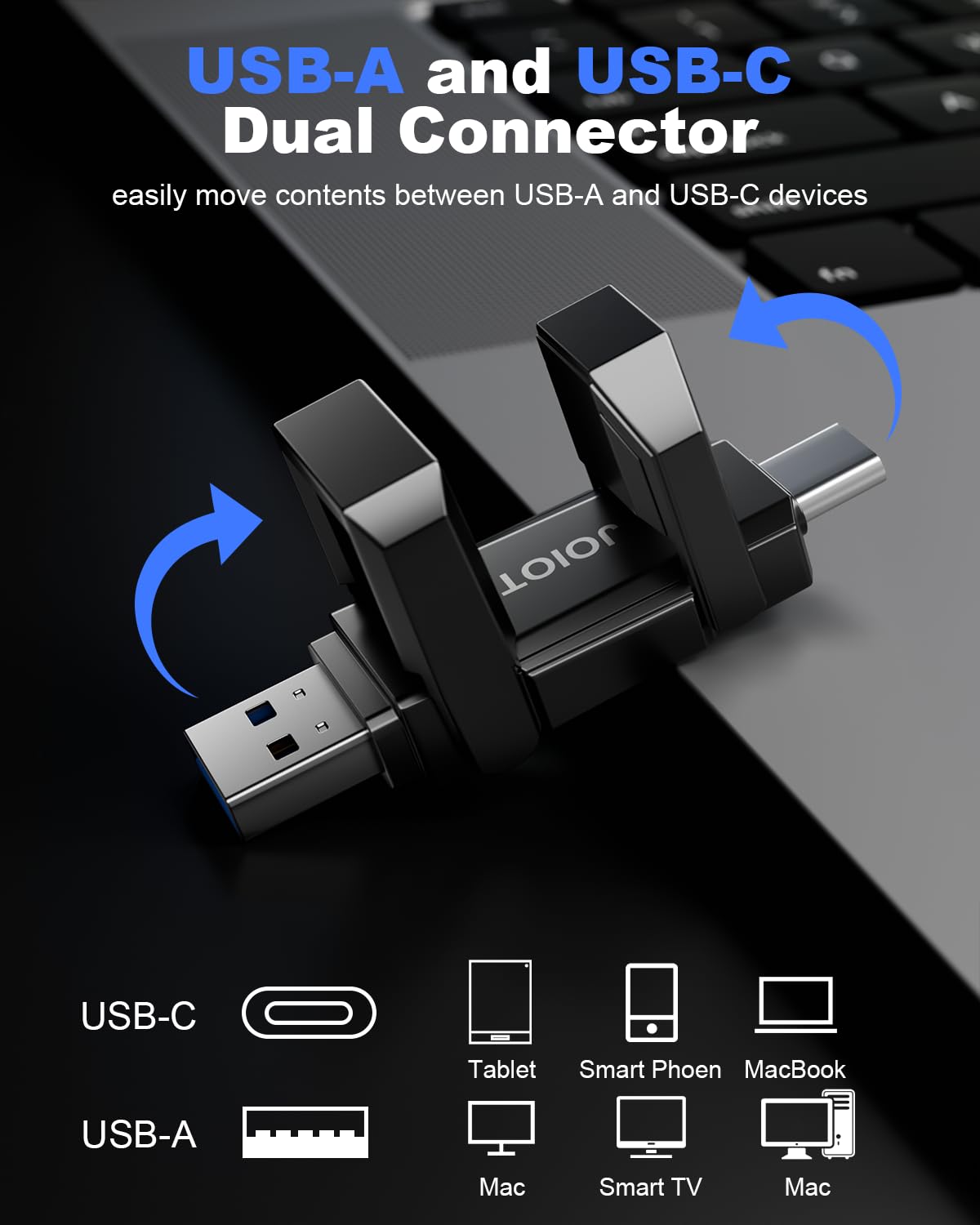 SSD Esterno portatile 256GB Chiavetta USB C e USB A 3.2 interfaccia velocità fino a 450 MB/s SSD USB C per iPhone 15/16/17 cellulare Android laptop tablet Mac Solid State Drive