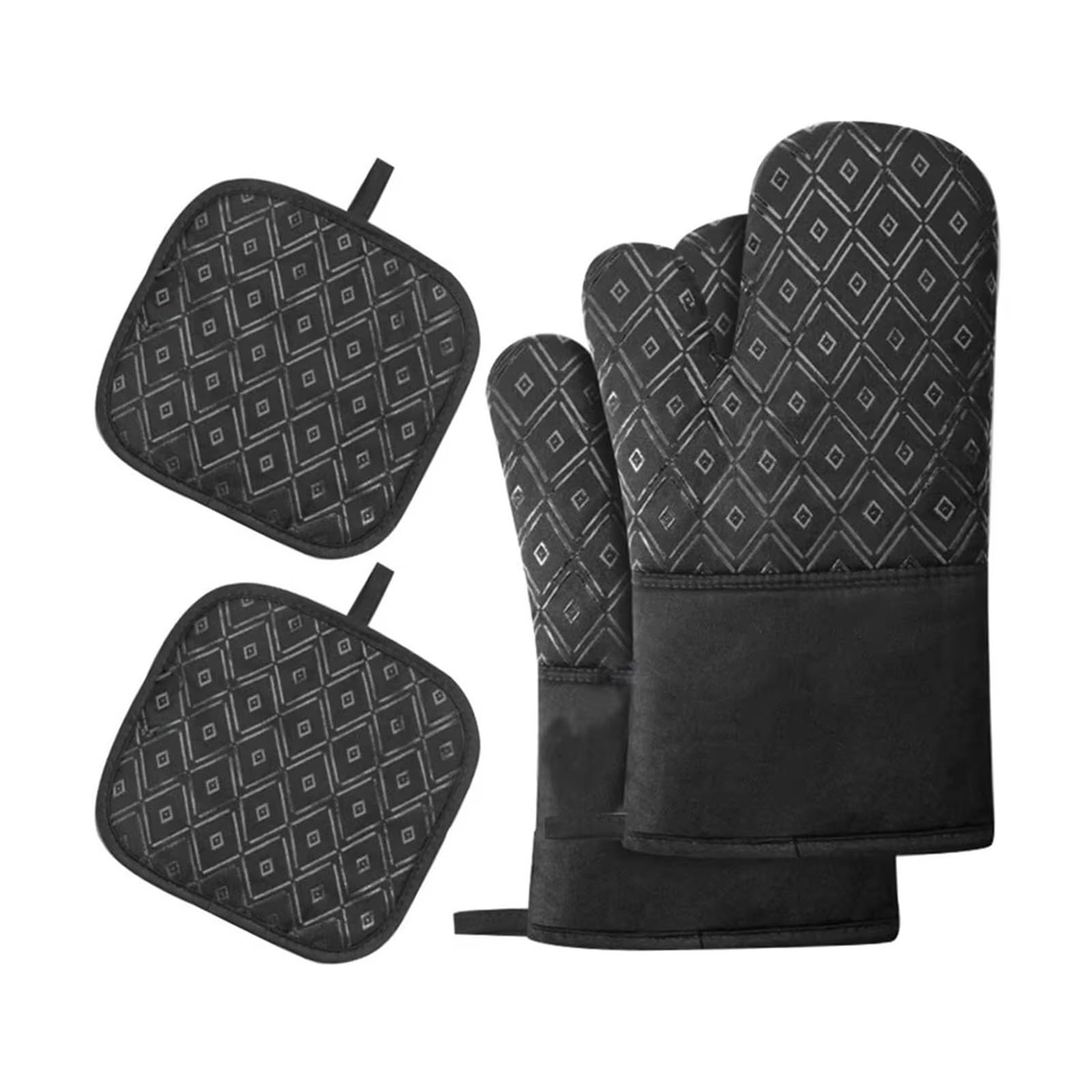 Genérico Guantes de Horno de algodón y Silicona, Guantes Antideslizantes