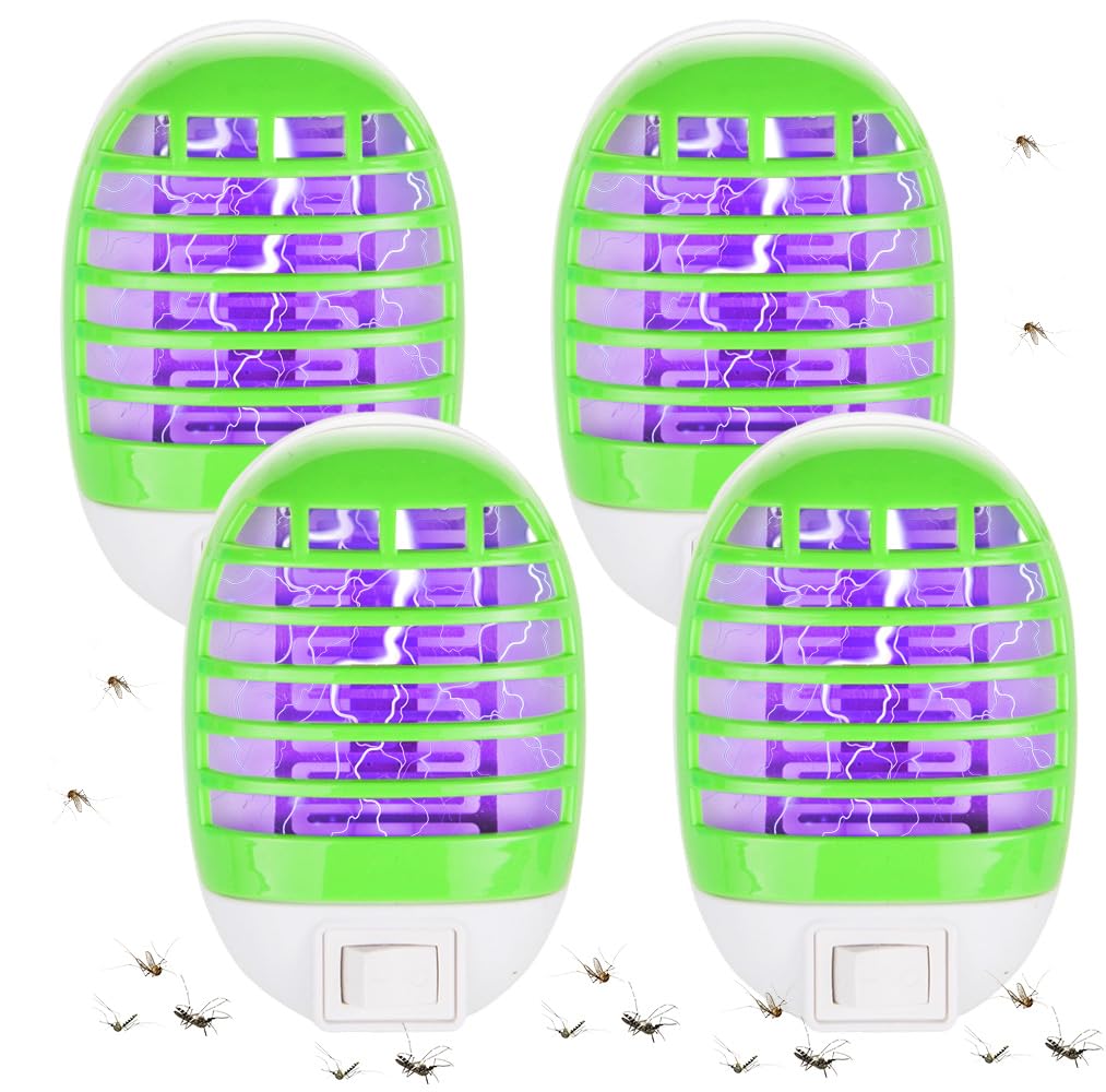 Mineup Insektenvernichter Elektrisch, 4 Stück Steckdosen-Insektenvernichter mit UV-Licht, Mückenstecker, Elektrisch Insekten Mückenfalle für Fliegen Mücken Motten für Küche, Schlafzimmer, Indoor