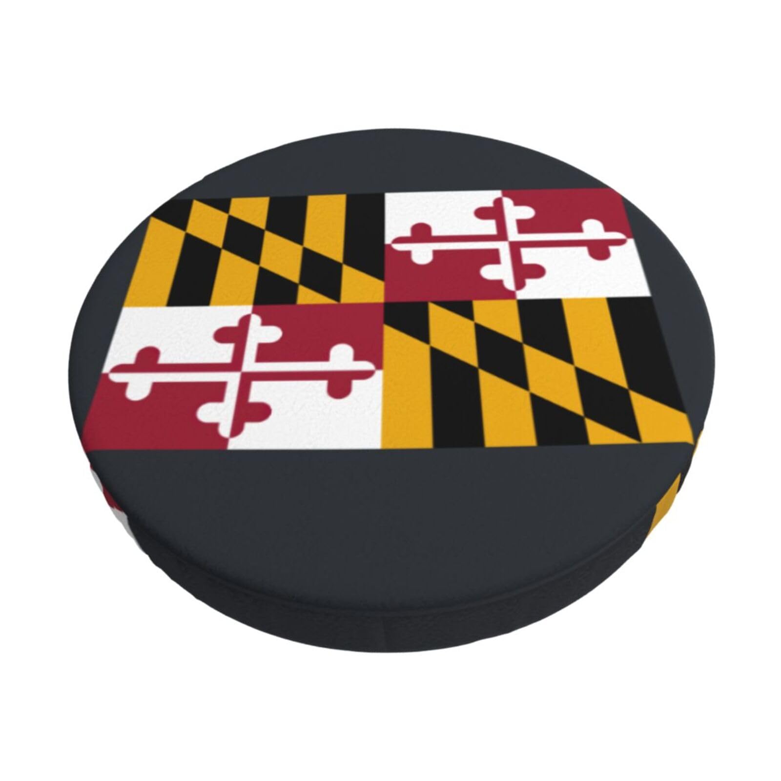 ACVnbm Maryland State Flag Print Round Bar Chair Cushion Cover, Elastic Chair Protector For Kitchen Bar Dining