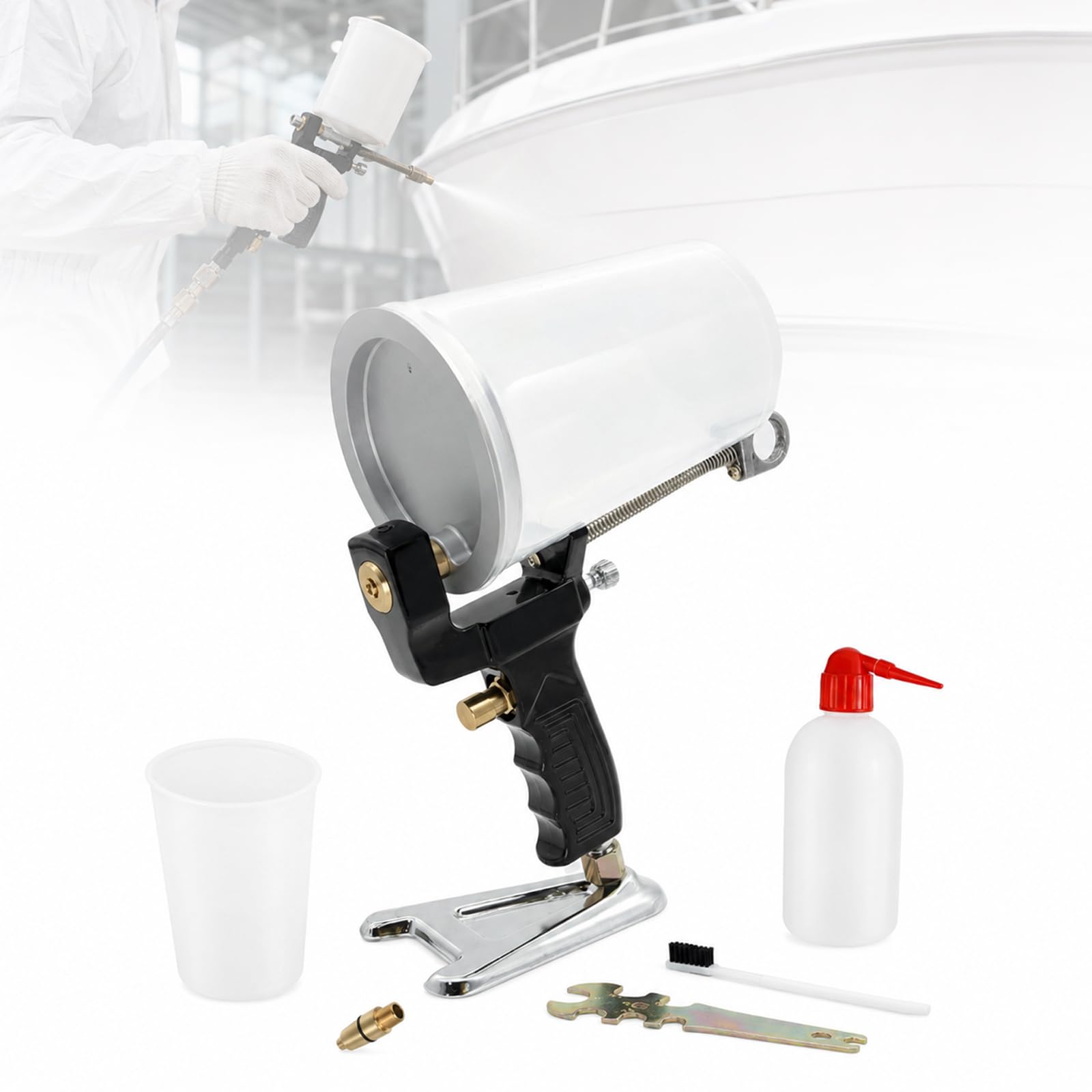Gelcoat-Spritzpistole (Dump-Gun), Profi-Becherpistole, 4 mm Düsen, luftbetriebenes Spritzwerkzeug für Gelcoat & Harz, 0,4–0,5 MPa Luftdruck – für Gelcoat, Harz & Glasfaser