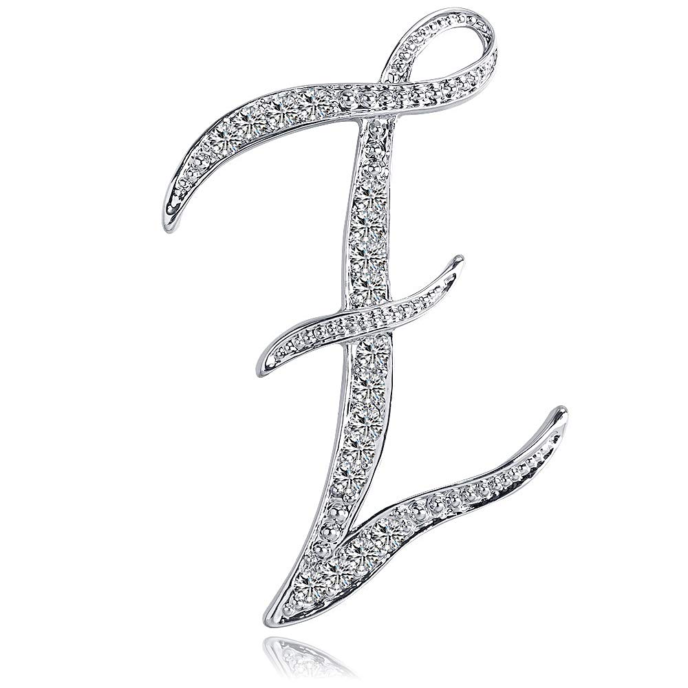 Letter Brooch Pins Initial Rhinestone Brooch for Women Crafts Silvery A-Z