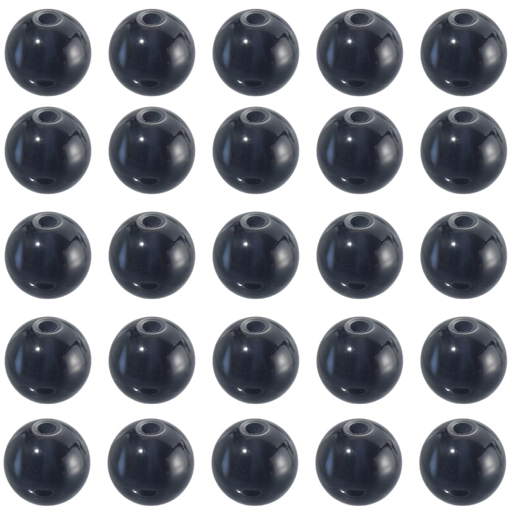 PONABEADIY 1 Box 6MM 120PCS Black Onyx Beads Natural with Holes Round Stone Gemstone Crystal Polished Smooth Loose Spacer Bead Bulk for Jewellery Making Earrings Bracelets Necklaces DIY Craft Supply