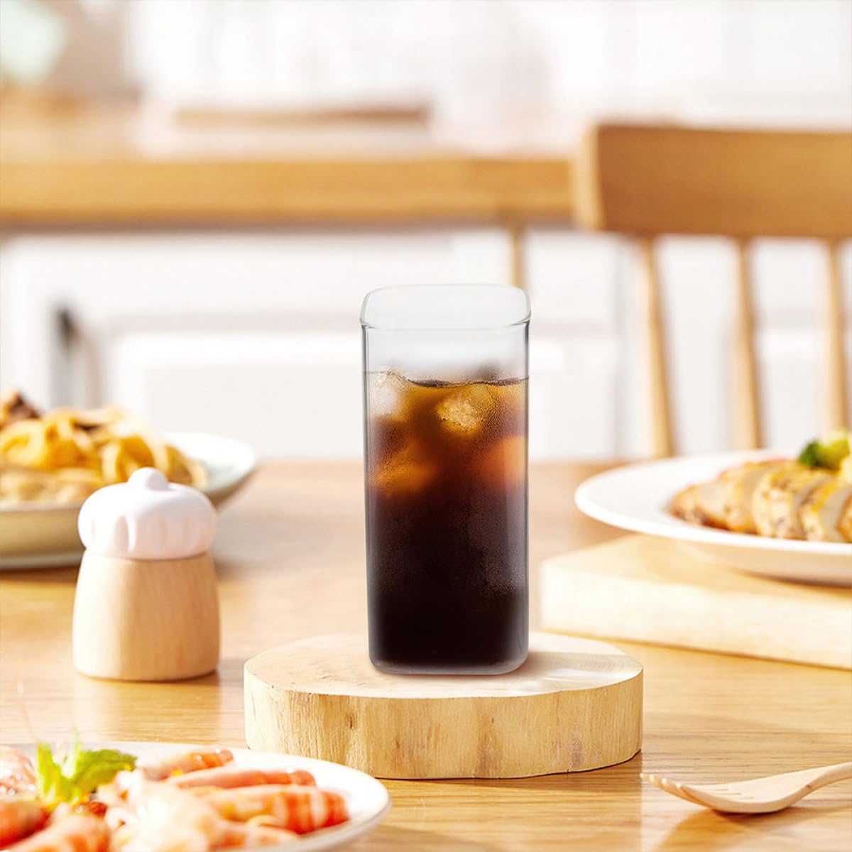 Set 6 Bicchieri D’acqua Quadrati in Vetro Trasparente 250 Ml, Tazze di Vetro Resistenti al Calore per Uso Domestico, Bar e Ristorante, per Bevande, Cocktail e Tè