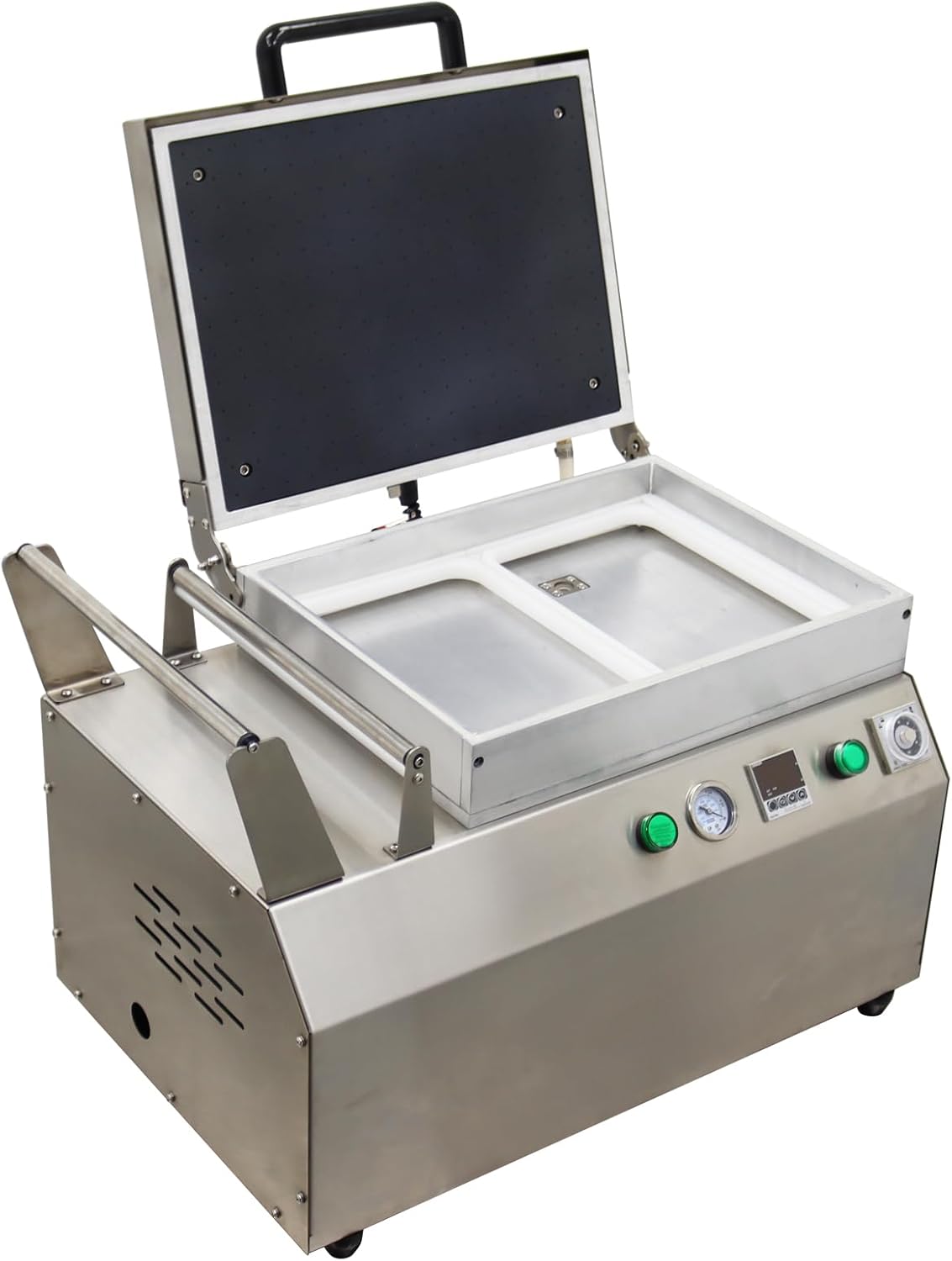 Bench Vacuum Sealer Machine Commercial Vacuum Fitting Machine 120-320 Boxes/H with Two Chambers for Packaging Meat Poultry Seafood Cheese 110V 1.75KW (320T)