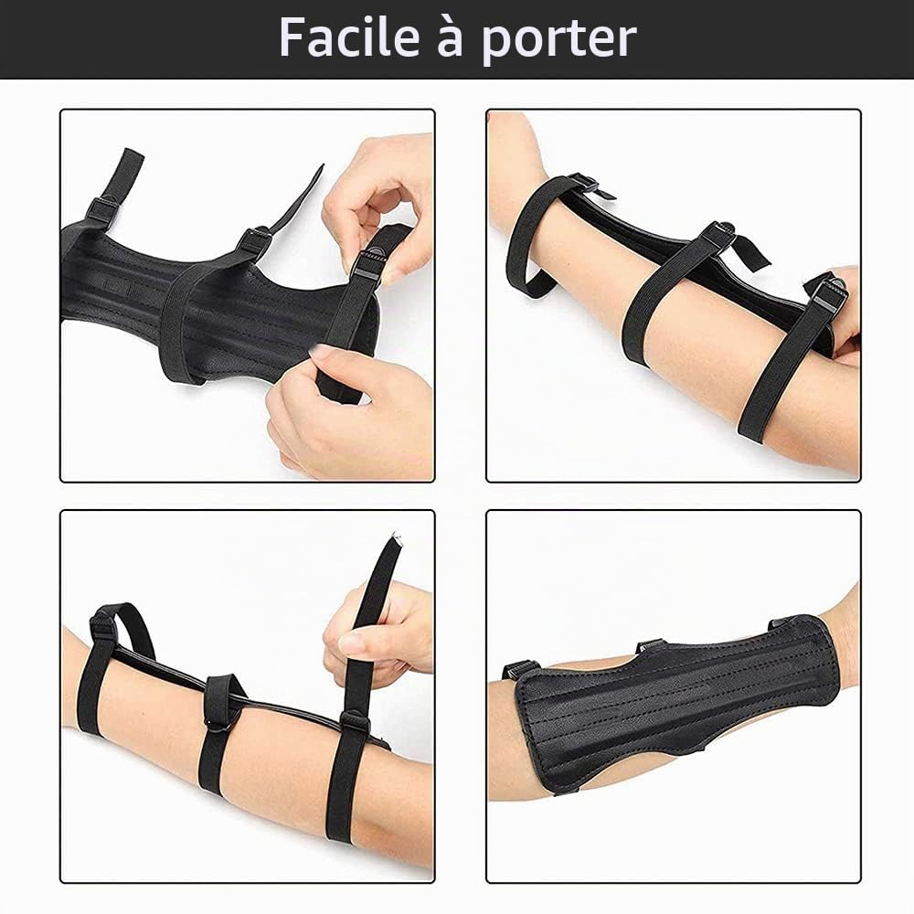 Garde de Bras de Tir à l'arc,Réglable de Tir à l'arc de Protecteur avec Protège Doigts,protège-Bras en Cuir pour Arc Composé Arc Classique