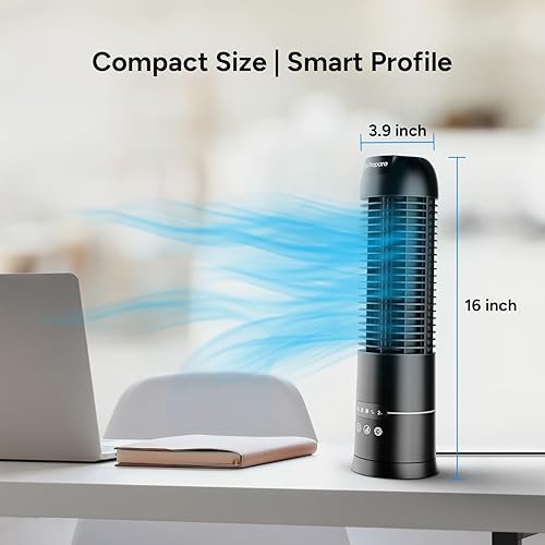 Miniatura 2 de DR.PREPARE Ventilador de torre de 16 pulgadas, ventilador de escritorio oscilante de 70, 3 velocidades con temporizadores, ventiladores pequeños