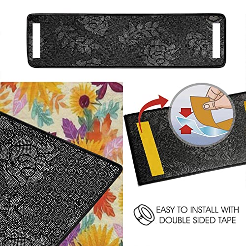 Fall Seamless Sunflowers Cream Autumn Purple Orange Pink Green Maple 30''X8'' Non-Slip Self-Adhesive Carpet Stair Treads Runners For Wooden Steps 13Pcs Indoor Outdoor Stair Mat Safety Rug Resistant #TOP4