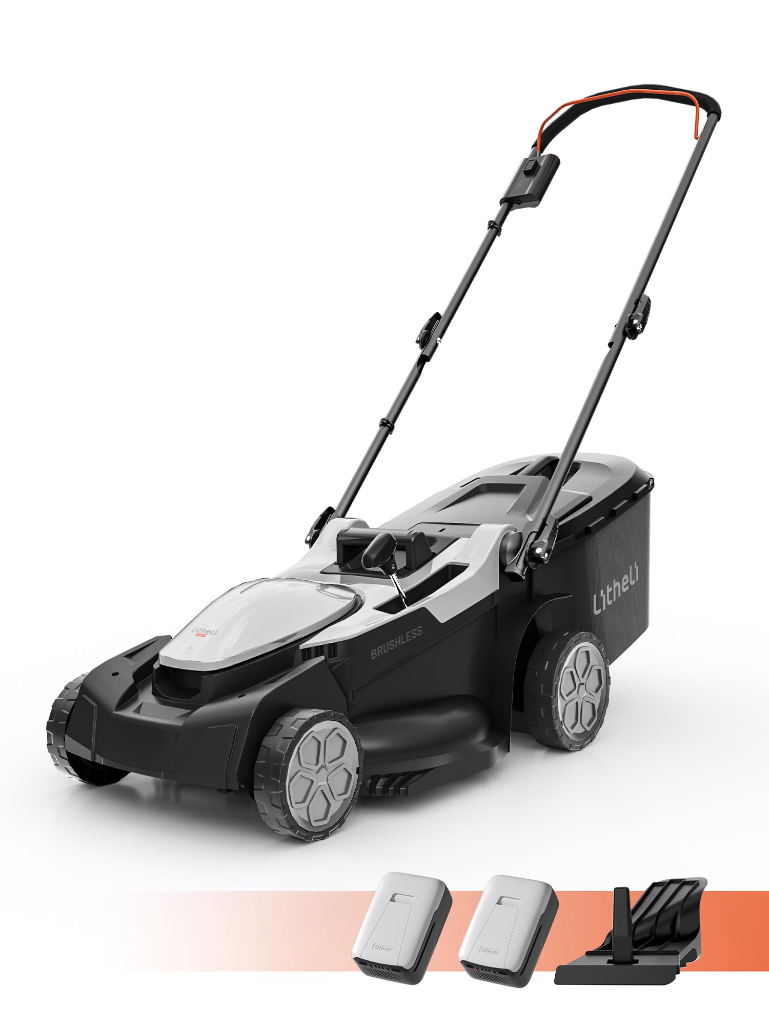 Litheli Tagliaerba Tosaerba a Batteria 43cm, 2x 20V Batterias 4.0Ah, Altezza Regolabile 25-75mm, Sacco 40L, per Prati Fino a 500m² (Motore senza spazzole)