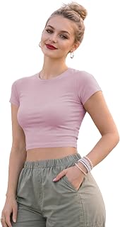 Raamony Tops for Women Crop Top for Women's Tank Activewear Tee Sports Casual Round Neck Cotton Camisole Price In India