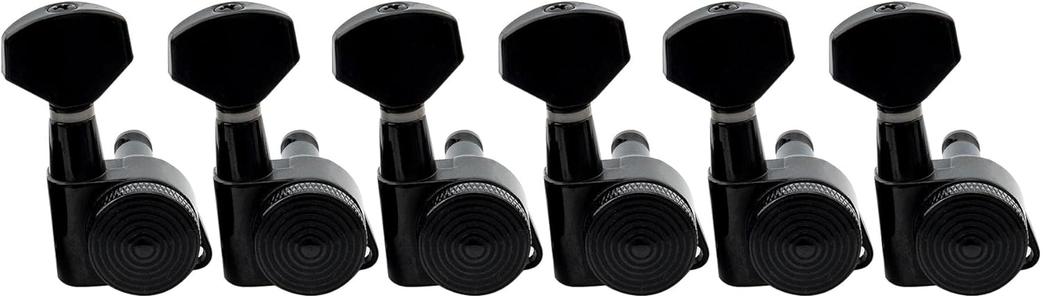 Musiclily Ultra 6-in-line 19:1 Ratio Guitar Locking Tuners Tuning Pegs Keys Machines Heads Set for Fender Stratocaster Strat/Telecaster Tele Electric Guitar, Black