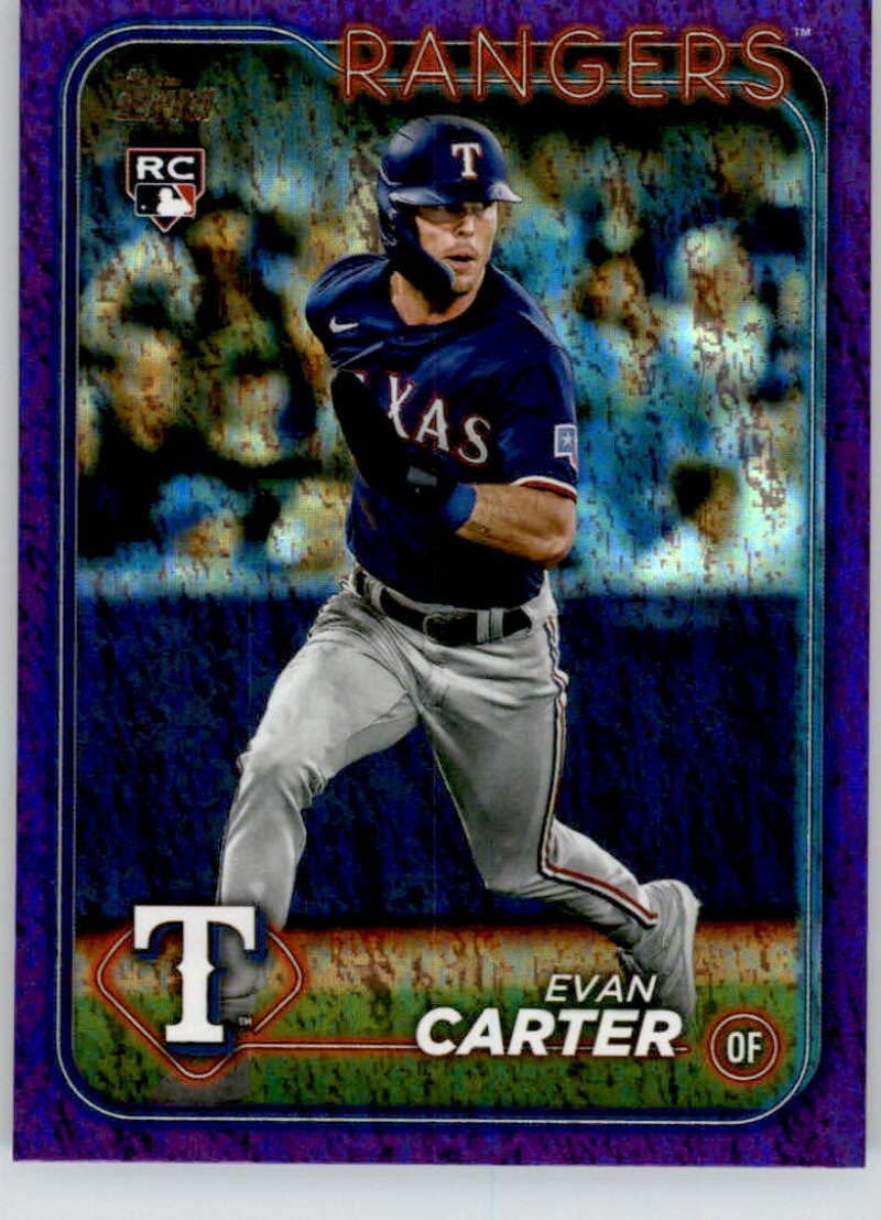 2024 Topps Purple Holofoil #280 Evan Carter RC Rookie Card SER/799 Texas Rangers Official MLB Baseball Card in Raw (NM or Better) Condition