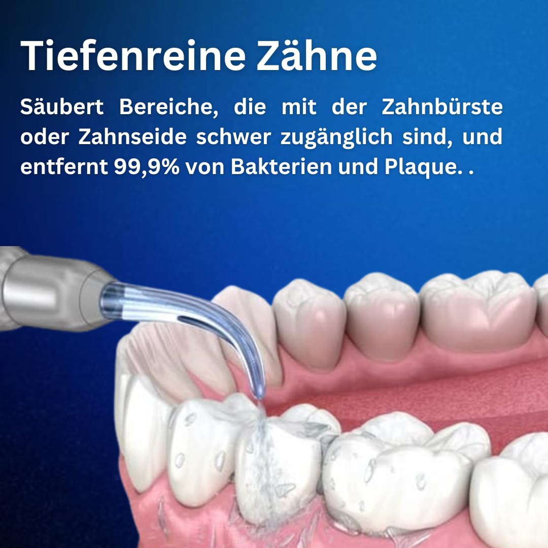 dulora Aqua Pro Munddusche für tiefenreine Zähne Kabellose Munddusche – Elektrischer Zahnreiniger mit 4 Modi, 4 Düsen, IPX7 wasserdicht & abnehmbarer 310ml Wassertank für Zuhause und Reisen