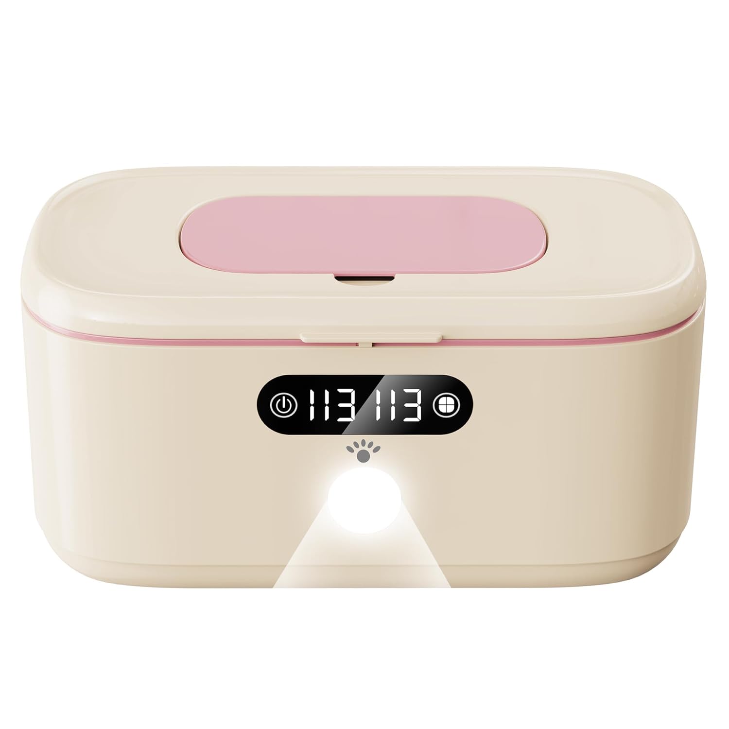 Wipe Wamer for Vehicle and Home Use, Baby Wet Wipes Dispenser and Diaper Wipe Warmer with Night Light,Temperature Display,No Need Water and Sponge, ℉ and ℃ Convertible - Beige 110~240V