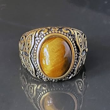 K18 タイガーアイ リング 虎目石 パワーストーン 指輪 金運仕事運上昇10号 Amazon.co.jp: リング メンズ タイガーアイ 花模様 アンティーク