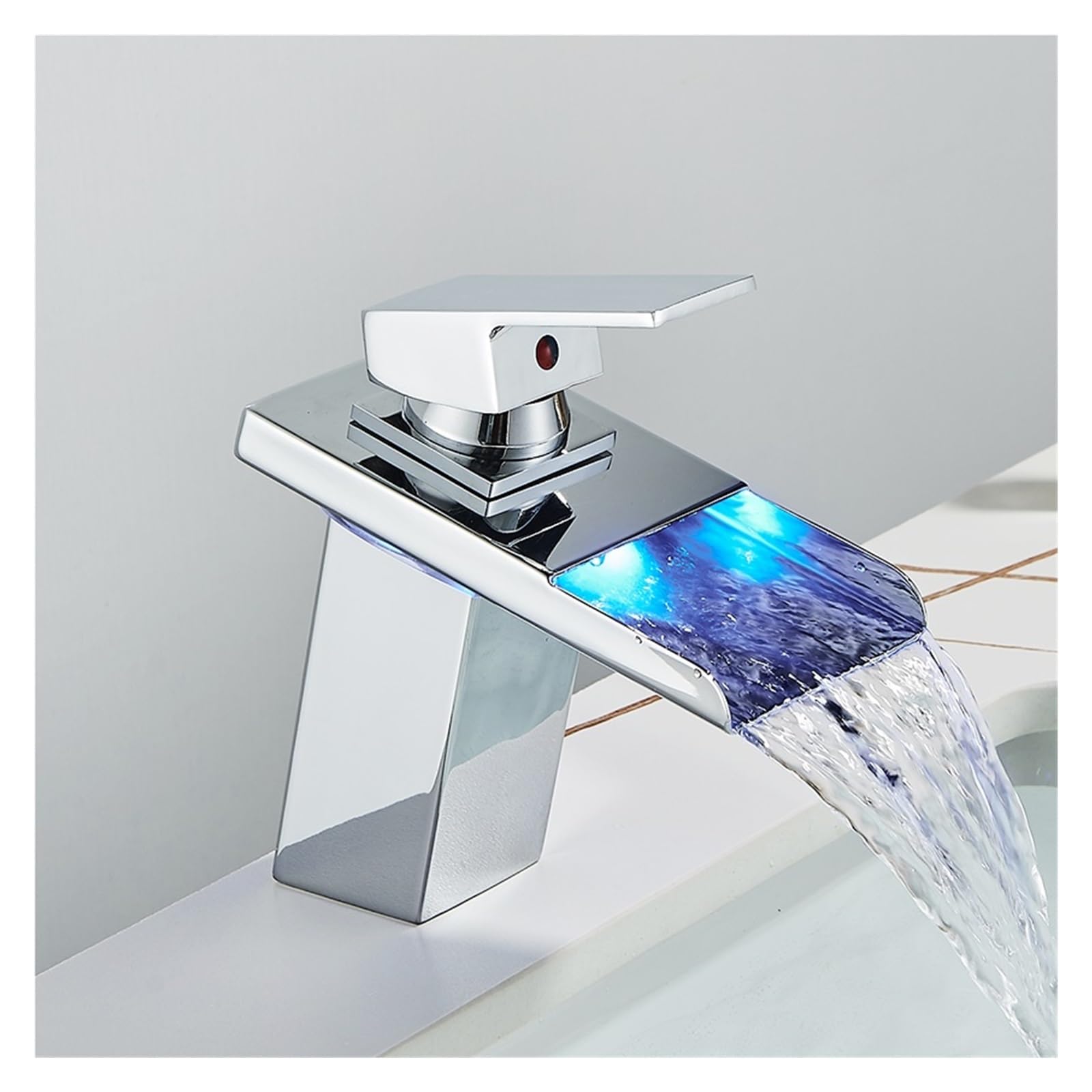 Robinet mitigeur cascade LED design noir mat haut de gamme pour vasque - 6