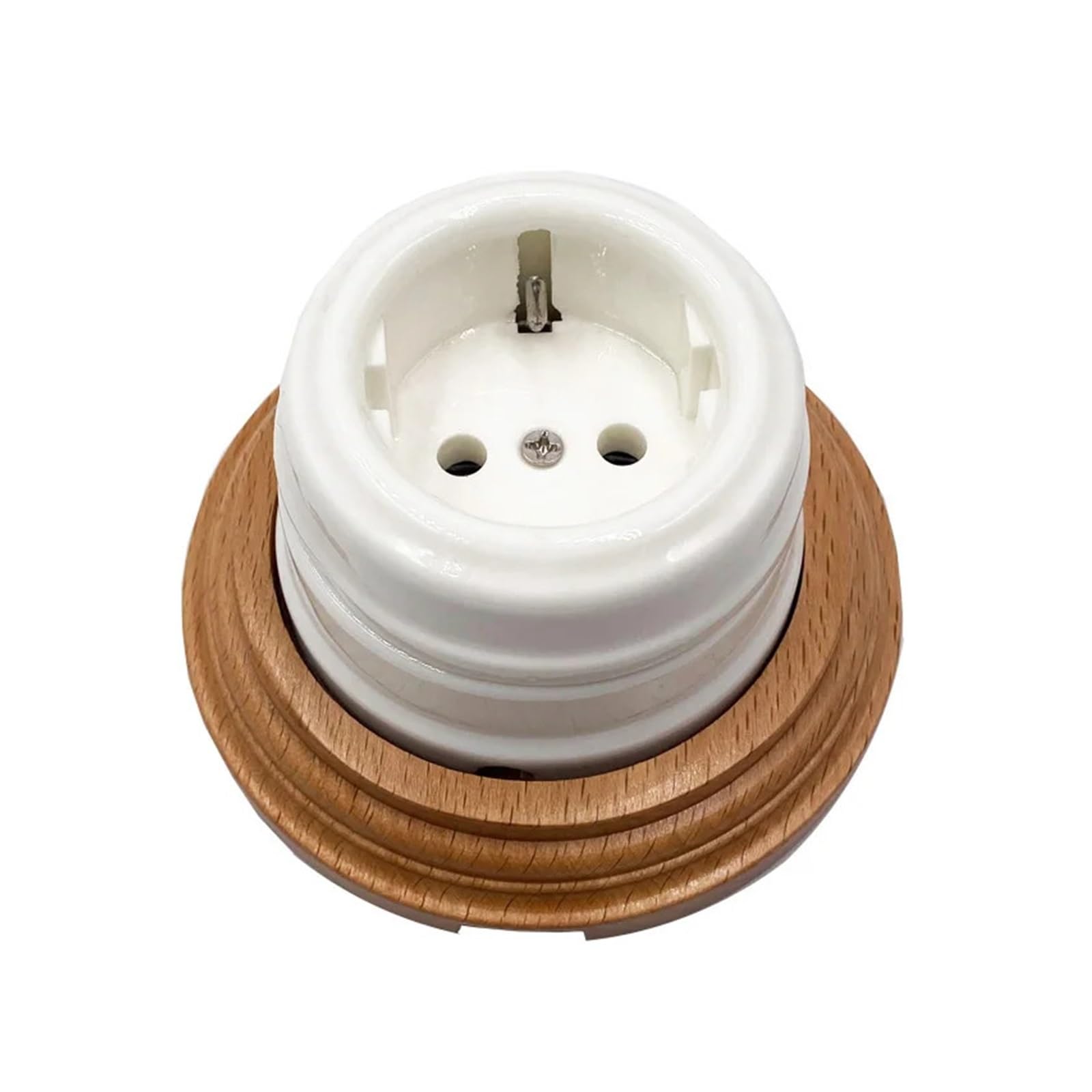 European Style Retro Ceramic Switch Socket 16A Wall Electrical For Home Improvement IINKUEYK(2-hole Wood Base)