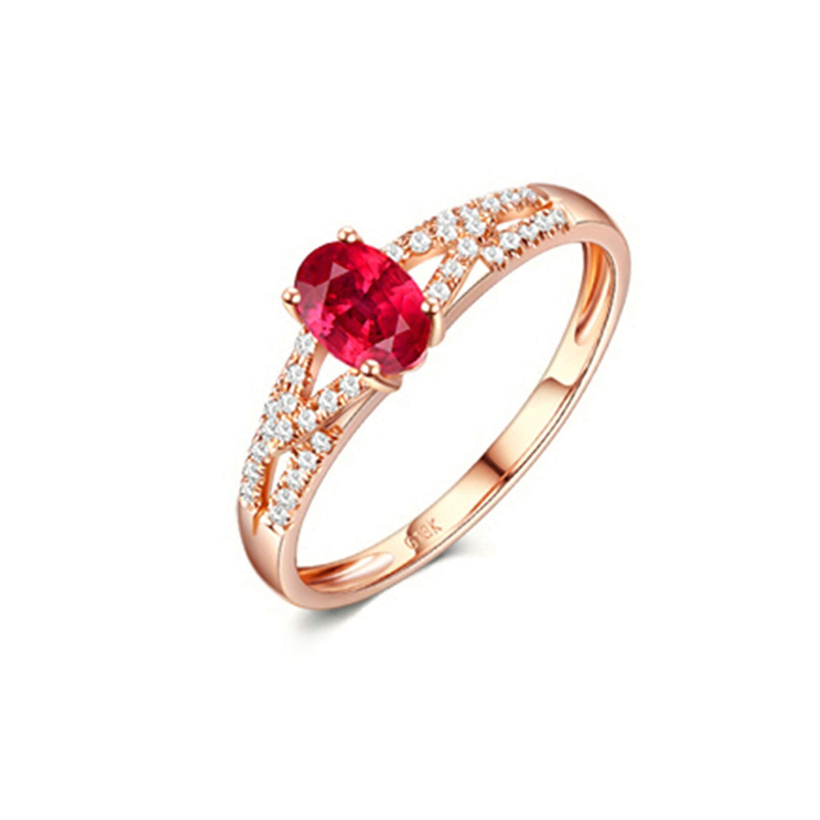 Beydodo Pierścionek z różowego złota 750 z diamentem pierścionek solitaire z owalnym rubin obrączki ślubne damskie bez niklu e 18 karatów (750) czerwone złoto, 54 (17,2), colore: różowy (Rosegold), cod. TLLWGZ5679