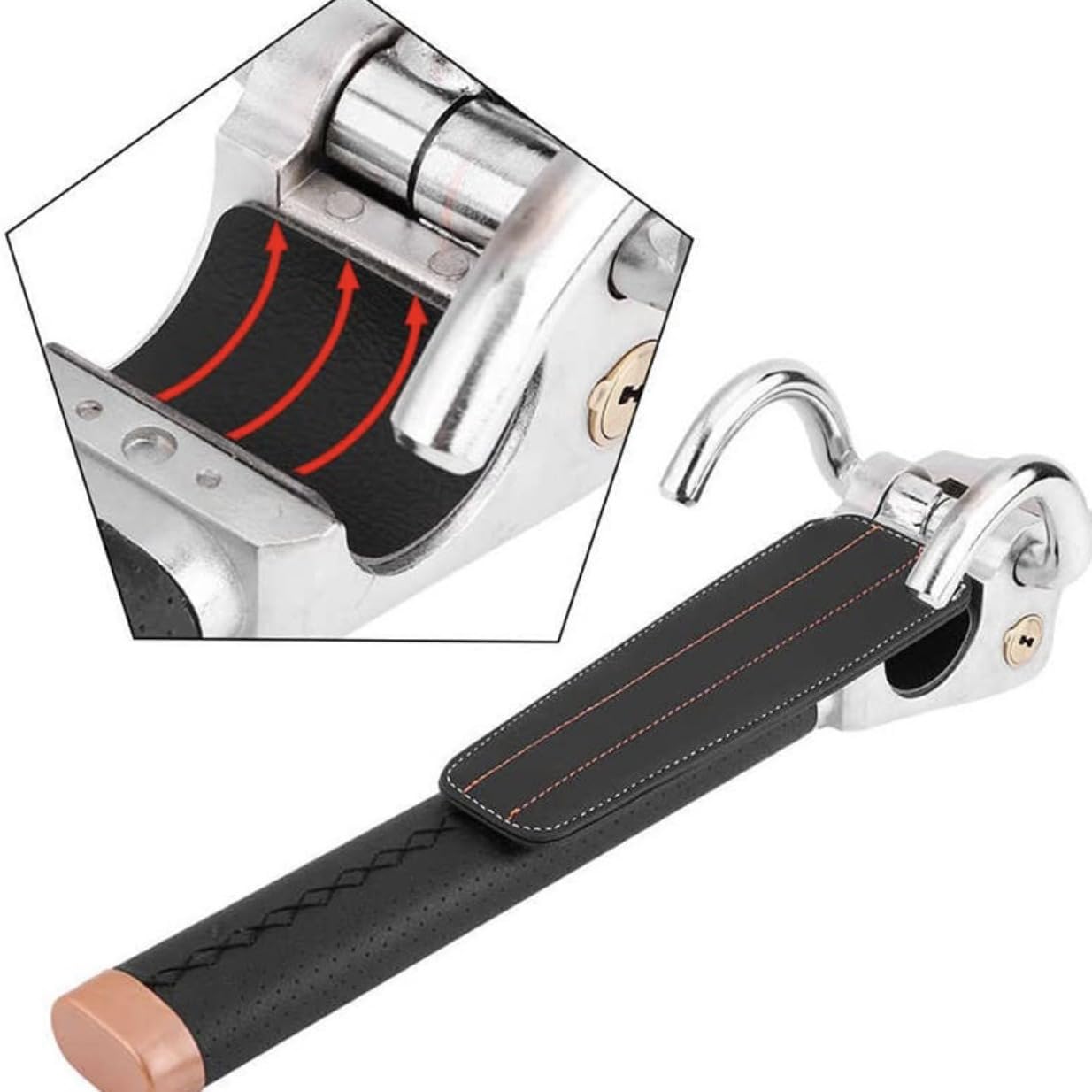 Antirrobo Coche, para Benz GLA 2015-2019 Barra Antirrobo Coche Volante Barra Antirrobo Bloqueo Volante Coche con 2 Llaves Barra Bloqueo,A-Black