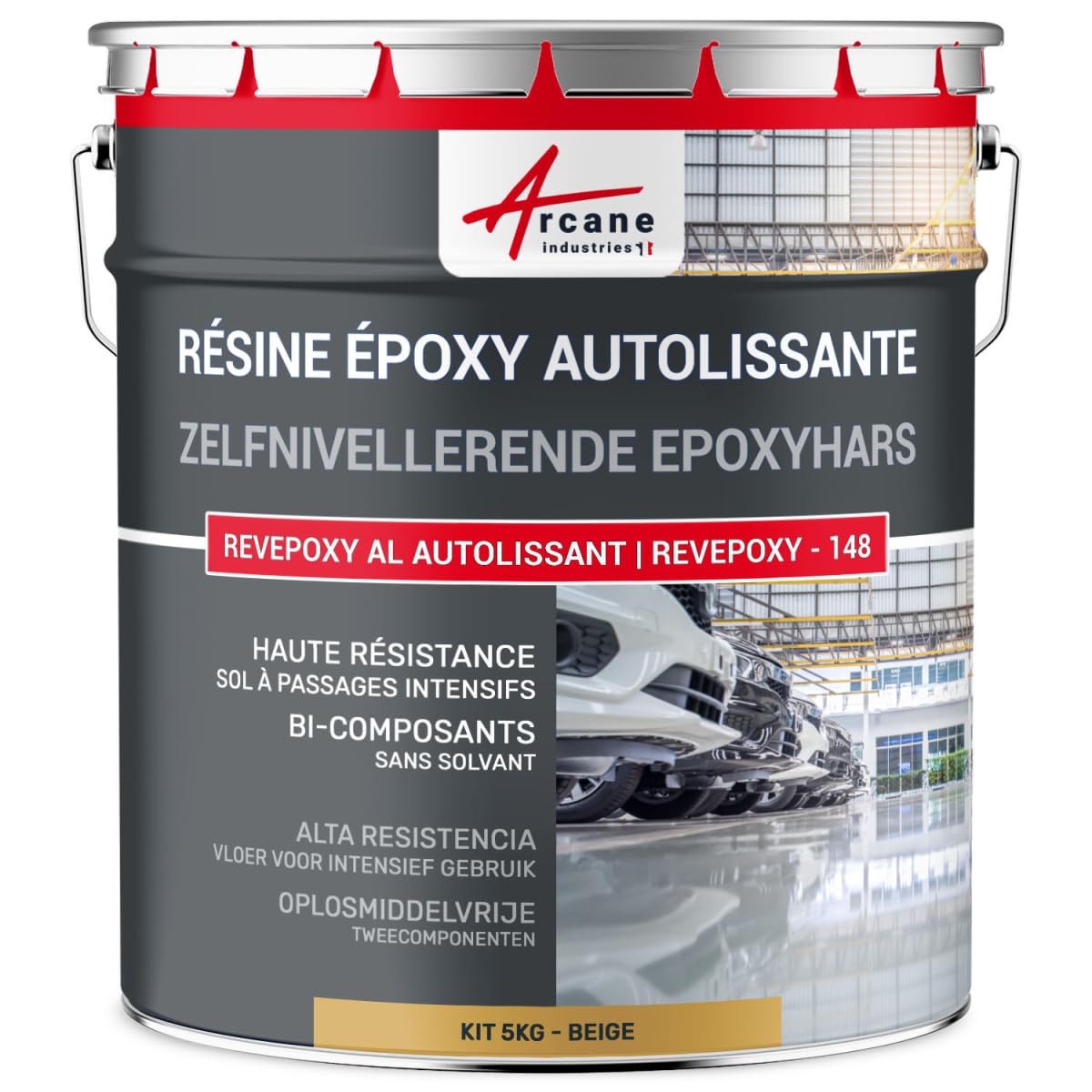 ARCANE INDUSTRIES REVEPOXY AL 5 kg Beige RAL 1001 Epoxy Resin Floor Paint container