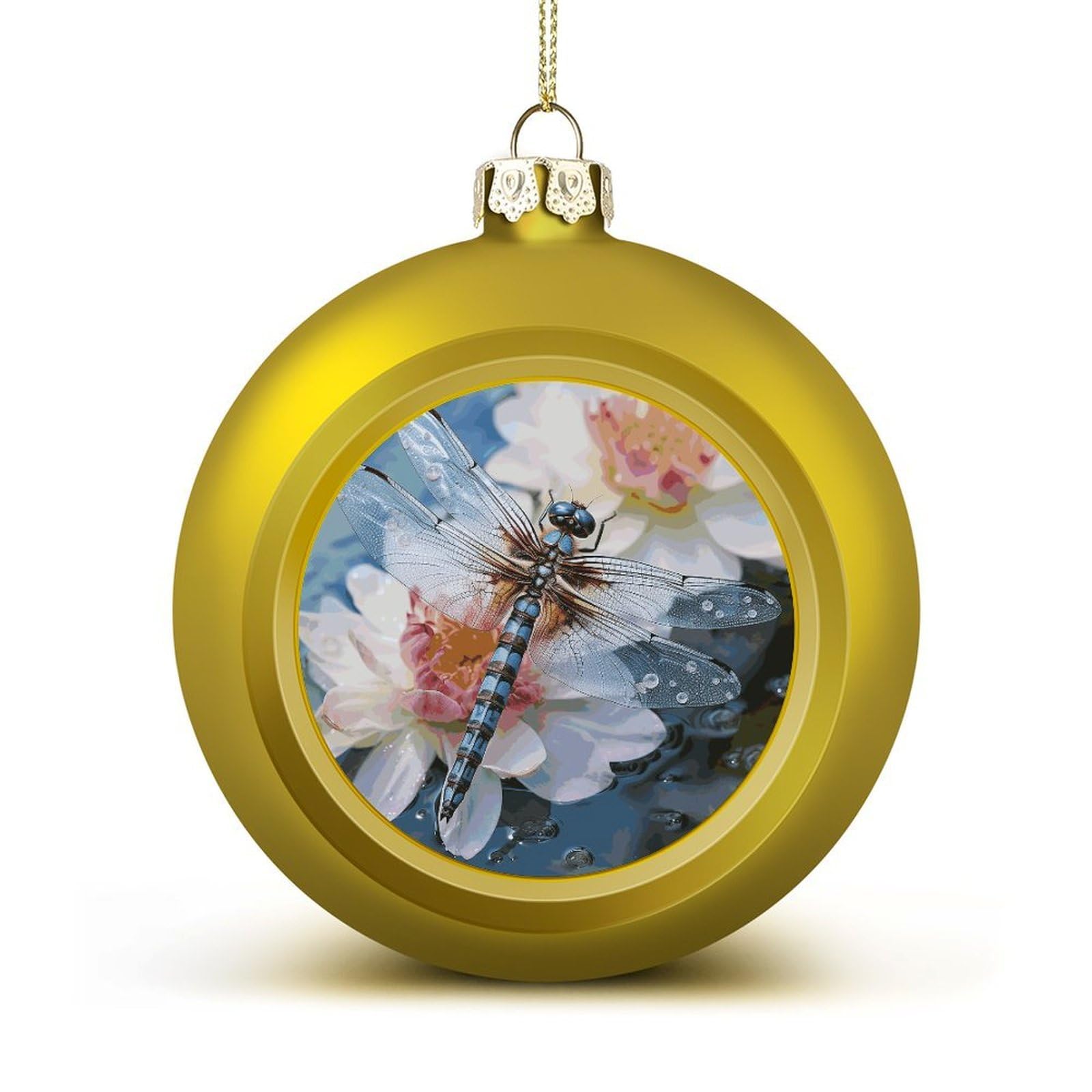 Dragonfly Flower Christmas Balls Ornaments for Xmas Christmas Tree 1.6" Hanging Shatterproof Xmas Balls Hanging Decor Pendants for Holiday Party Outdoor Indoor DIY Craft Supplies