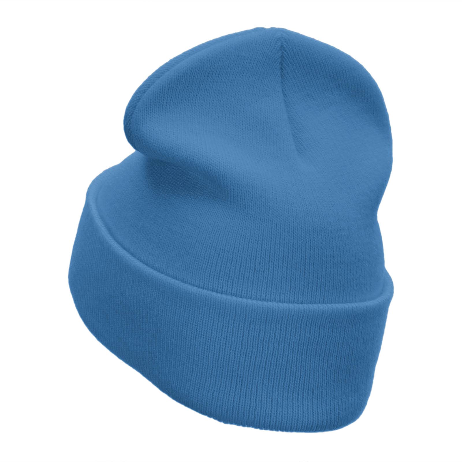 Japanese Cherry Blossom Embroidered 12 Inch Long Knitted Beanie - Sky Blue OSFM
