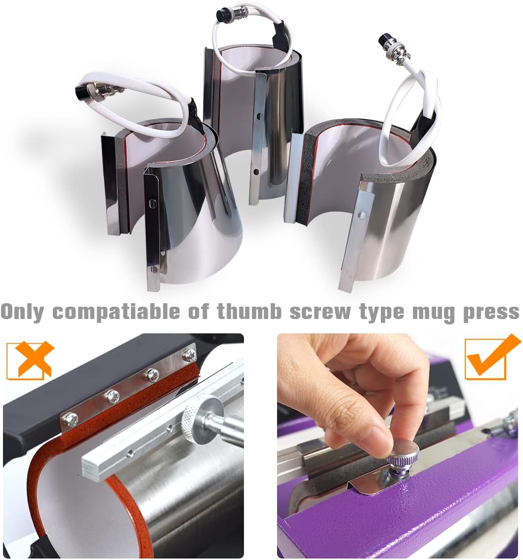 BetterSub Mug Cup Press Heating Transfer Attachment Silica Gel 110V for Heat Press Machine Transfer Sublimation Cylindrical (US Cylindrical 15oz)