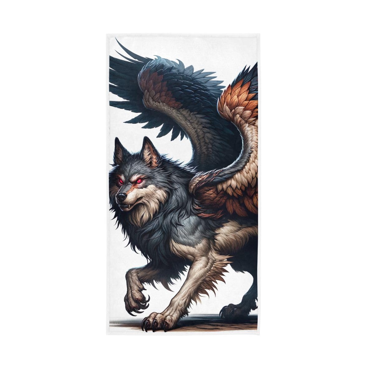 LSRCPD Red Eyes Wolf with Wings Guest Hand Towels for Bathroom, Hand Towel for Bathroom, Shower, Hotel, Spa 15 x 30 Inches