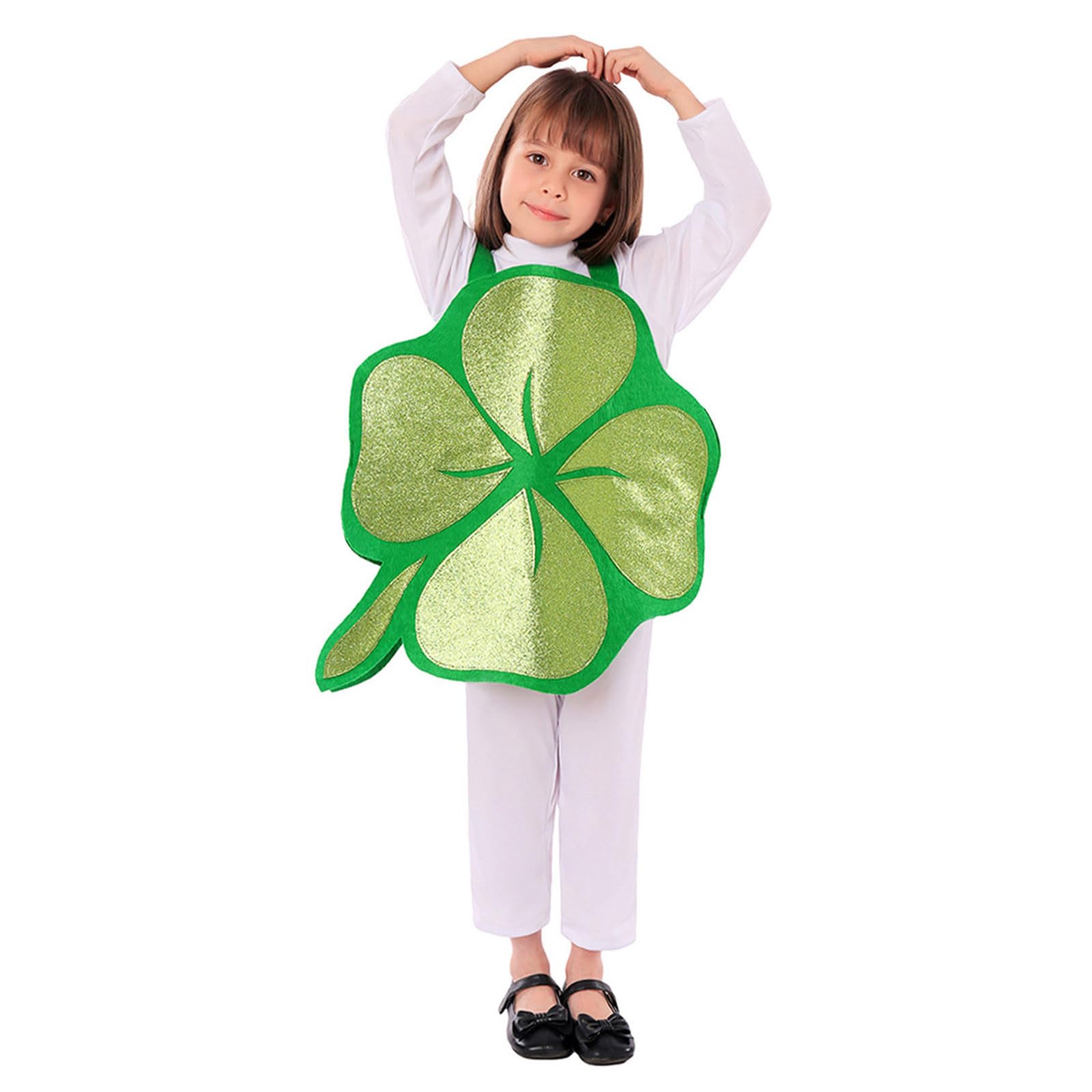 Générique Déguisement Enfant Unisexe Costume De La Saint Patrick Avec Trèfle Pour Défilé Et Fête Scolaire Tenue De Lutin Vert Déguisement Irlandais Enfant Joyeux