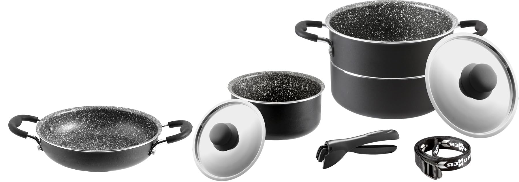 BRUNNER Alu Kochtopfset Kochgeschirr Campingtöpfe Topfset Pirate 6+1Ø18