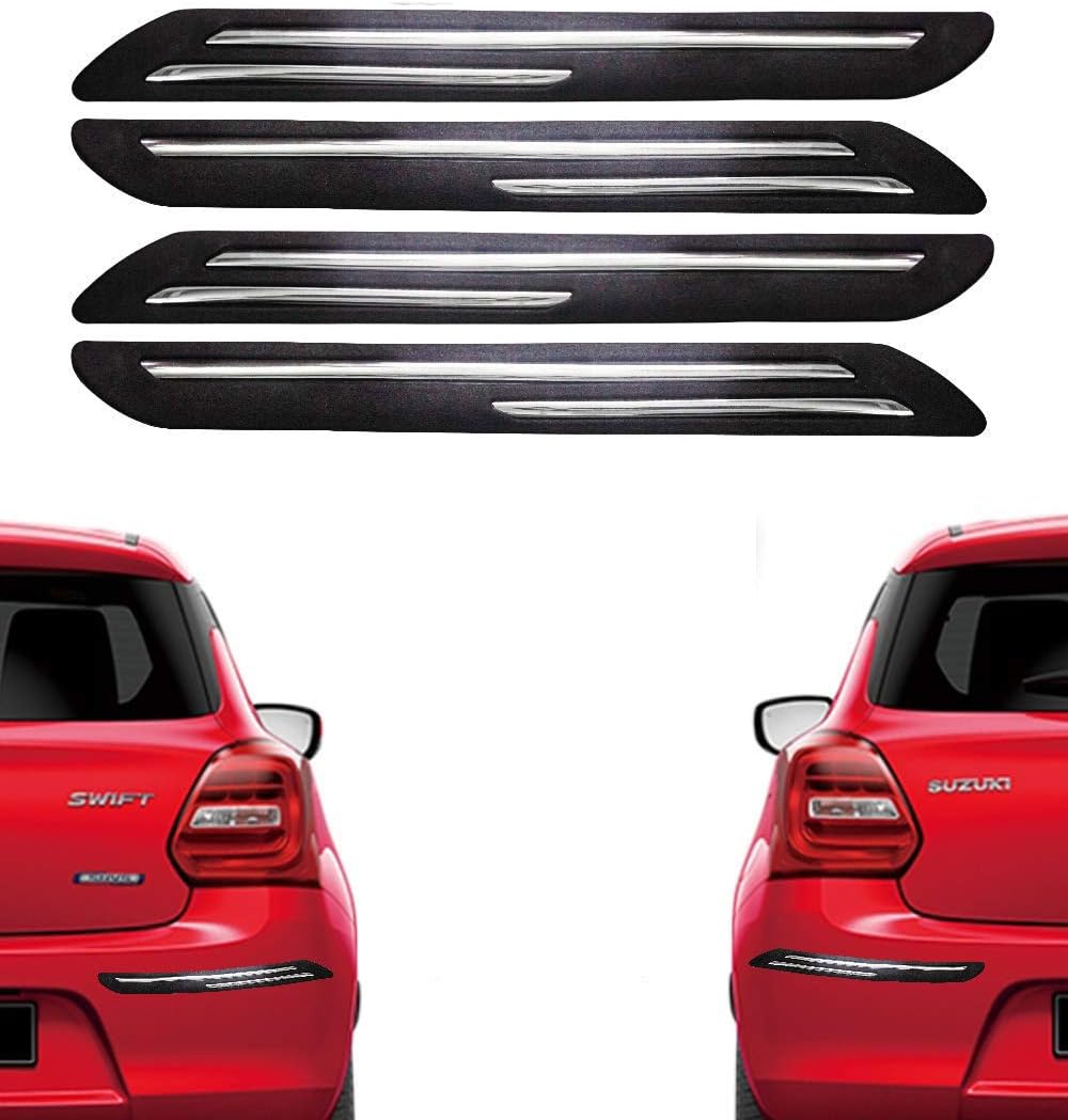 Fabtec Universal Car Bumper Protector Guard (Set of 4)… (Double Chrome Bumper Protector)