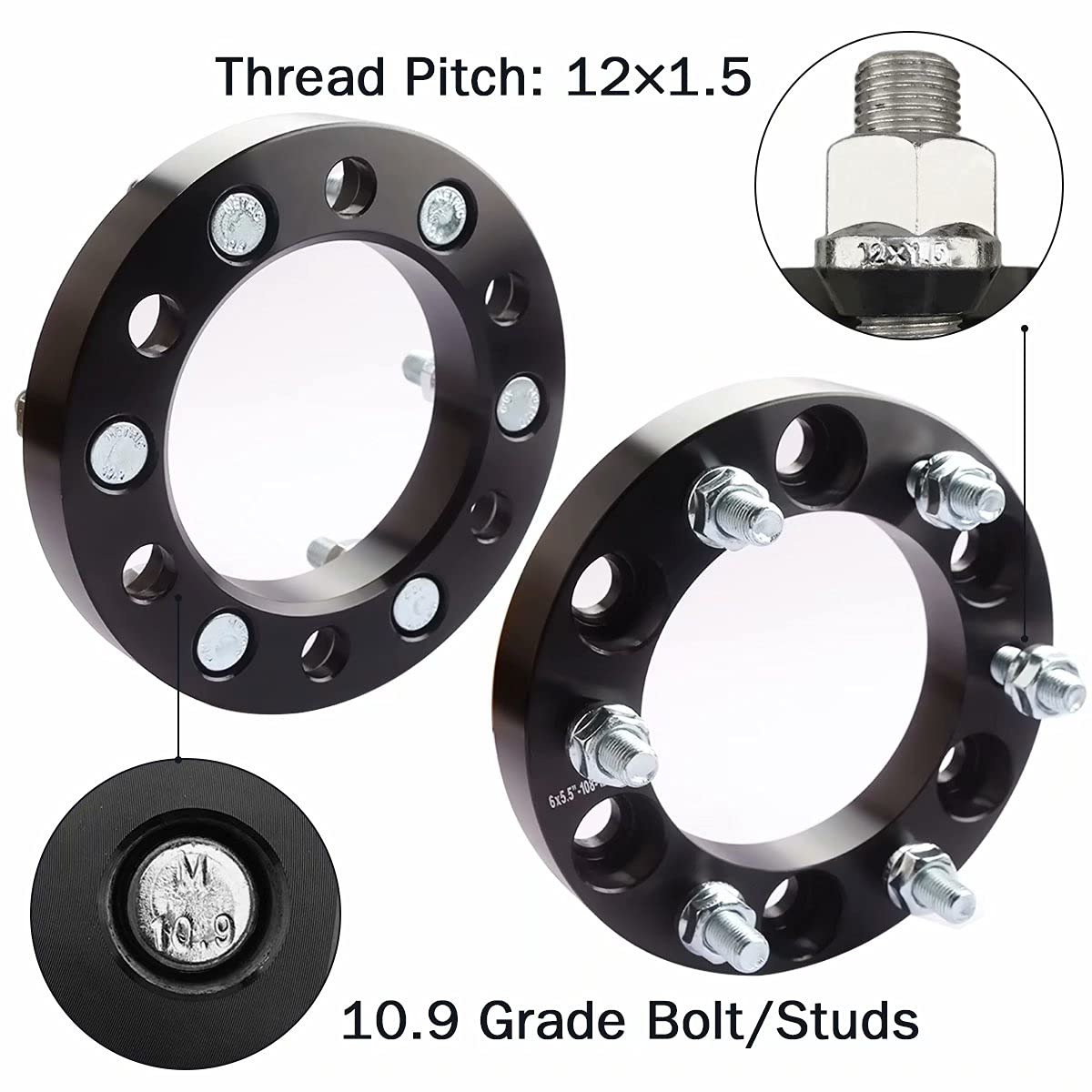 GAsupply 6x5.5 Wheel Spacers 1 inch - 6 Lug Wheel Spacers Adapter 6x139.7 25mm Thick 108mm Bore 12x1.5 Studs Compatible with Toyota Tacoma Tundra 4Runner FJ Cruiser Sequoia