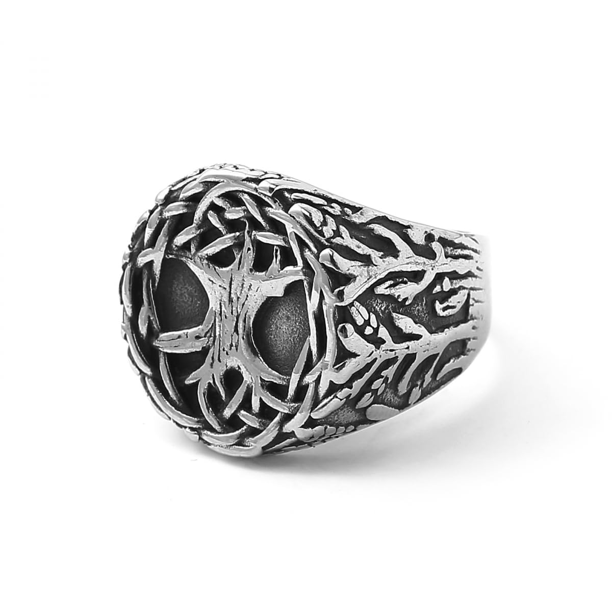 the men thing VIKING YGGDRASIL SILVER - Titanium Steel Ring for Men & Boys (Size : 22)-picture-21
