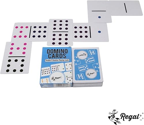Vista 6 de Regal Games - Naipes Doble 9 de Dominó - Baraja con Puntos de Color - Juego de Cartas de Dominó Familiar - 2-8 Jugadores - A partir de 8 años