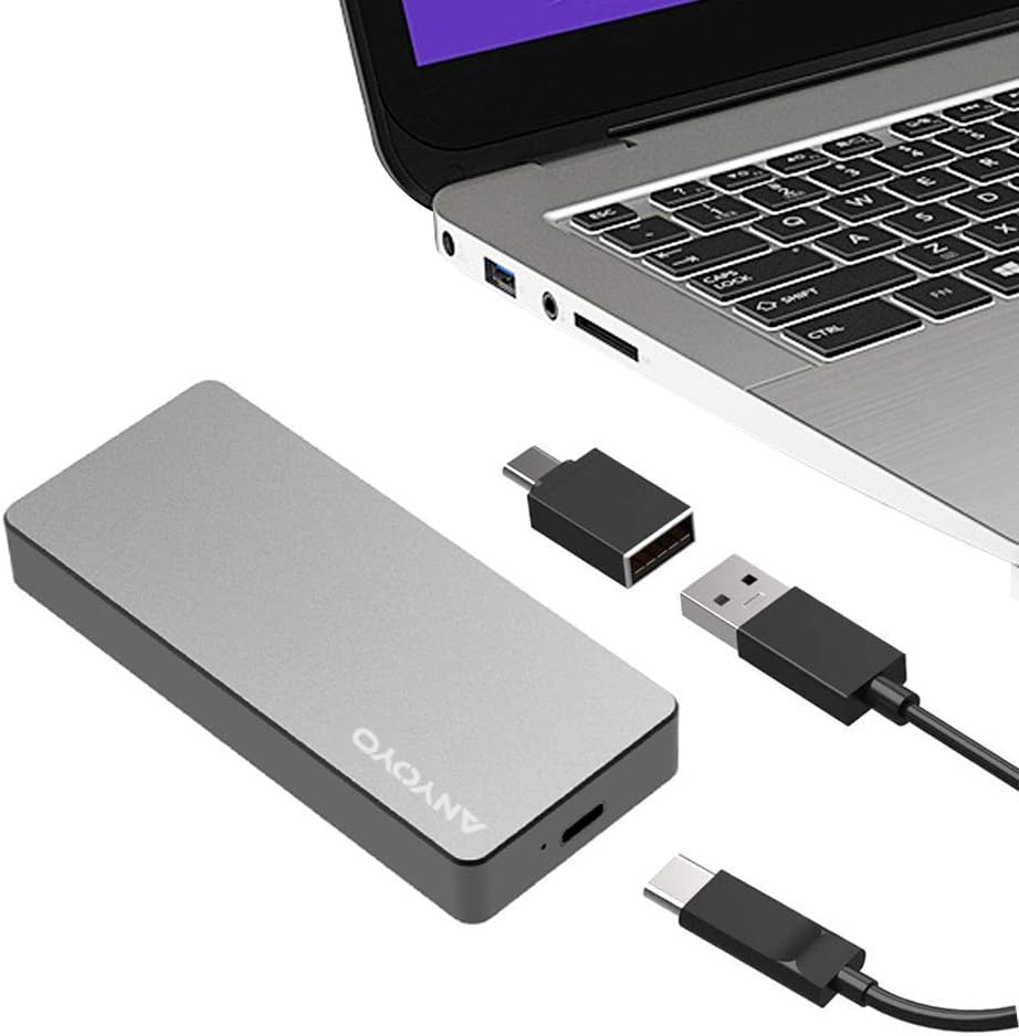 NVMe Enclosure, USB 3.1 Aluminum Enclosure for M.2 NVMe Pcie SSD (M Key) External Type-C NVME Solid State Hard Disk Case for Samsung, Intel, WD Black