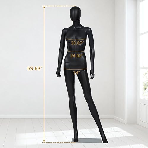 Miniatura 8 de Kinfant Maniquí de cuerpo completo femenino  Soporte de maniquí desmontable de 6 pies con base de metal, modelo de vestido ajustable para tienda de