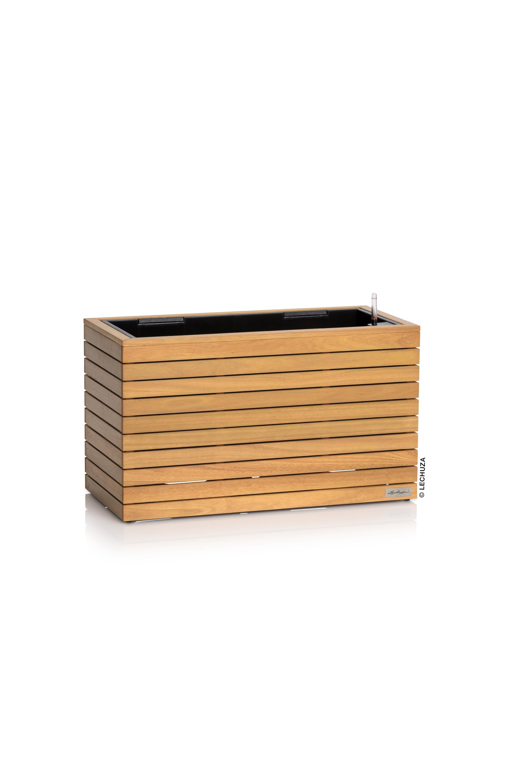 LECHUZA-Pflanzgefäß PALO Natural Wood 80 Wide Low Eukalyptusholz