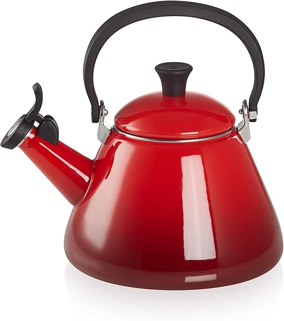 Le Creuset Kone Stove-Top Kettle with Whistle, Suitable for All Hob Types Including Induction and Cast Iron, Enamelled Steel, Capacity: 1.6 L, Cerise, 92000200060000