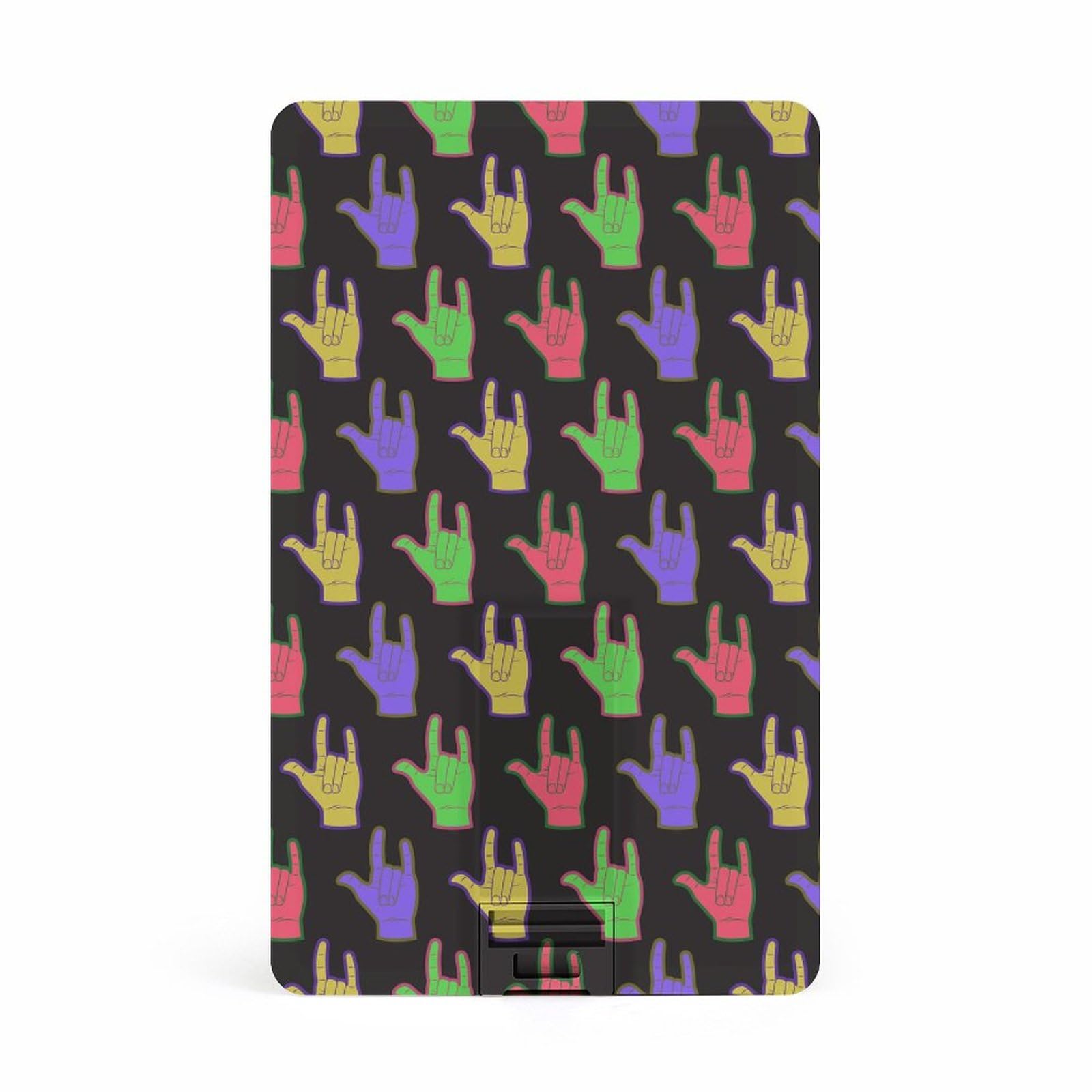 Coloful Rock Hands 32GB USB 2.0 Flash Drive 64GB Credit Card Storage Memory Stick Ultra Silm to Wallet Design for Bank Office