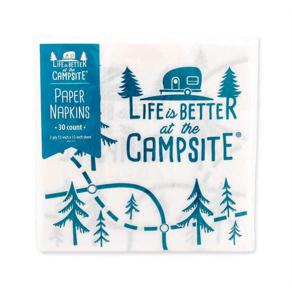 Camco 53375 Life is Better at The Campsite Paper Napkins, Map Design - Great for Everyday Meals and Special Occasions - 2-Ply, 30 Count
