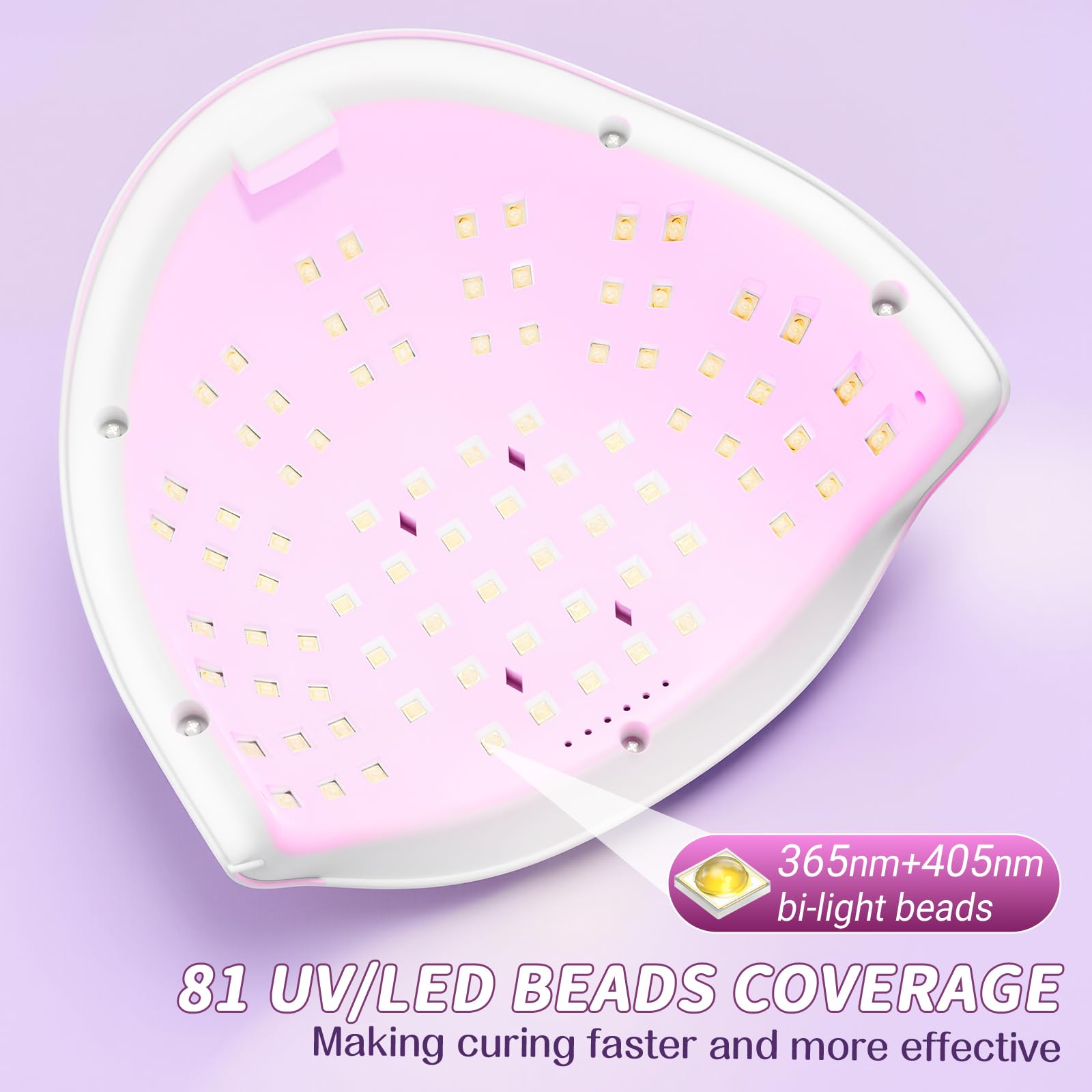 380W UV LED Lamp per Unghie, con 81 Perle/4 Impostazioni Temporali, Asciugatrice LED per Gel Vernice con Sensore Automatico, Display LED, Lampada UV Portatile con Maniglia per Unghie in Gel