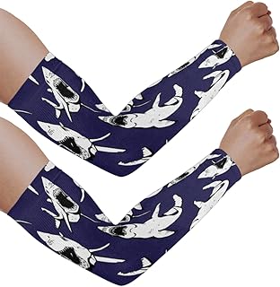 Mangas de braço com proteção solar UV para homens e mulheres, mangas verdes de tubarão protegem os braços esportes mangas de braço proteção solar mangas de braço capa protetora UV, Tubarão