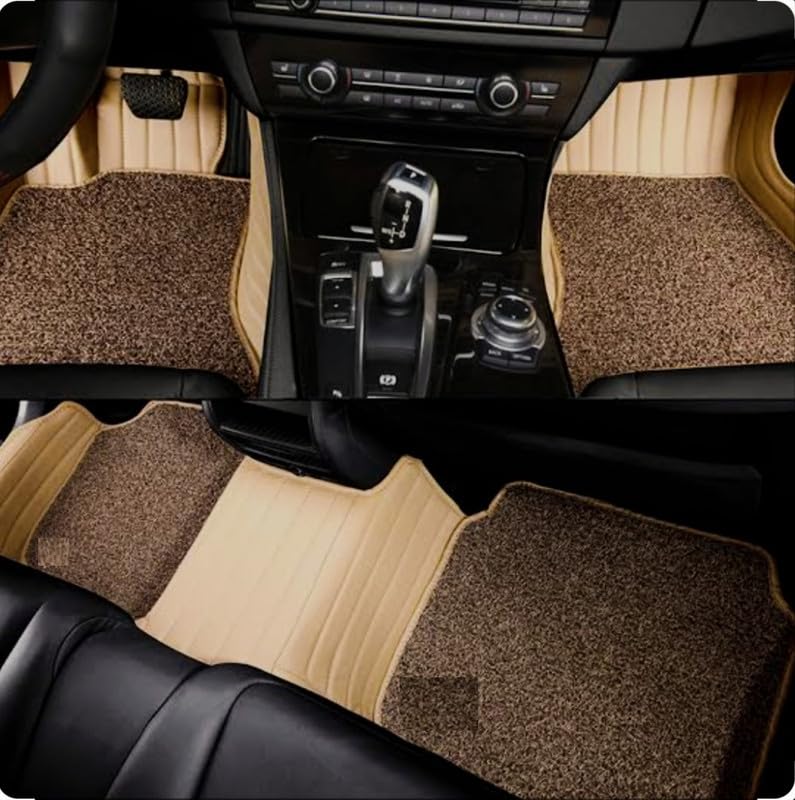Image of MINANSH 9D Premium Leatherette Car Foot Mat Luxurious & Elegant Look | 100% Waterproof and Dust Proof | Custom Fitted 9D Car Floor Tray Mat for Tata Harrier EV 2026 (Full Beige)