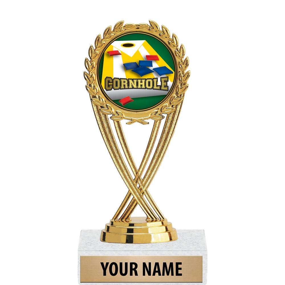 Crown Awards 5.5" Gold Cornhole Trophies, Custom Olympia Cornhole Trophy Award