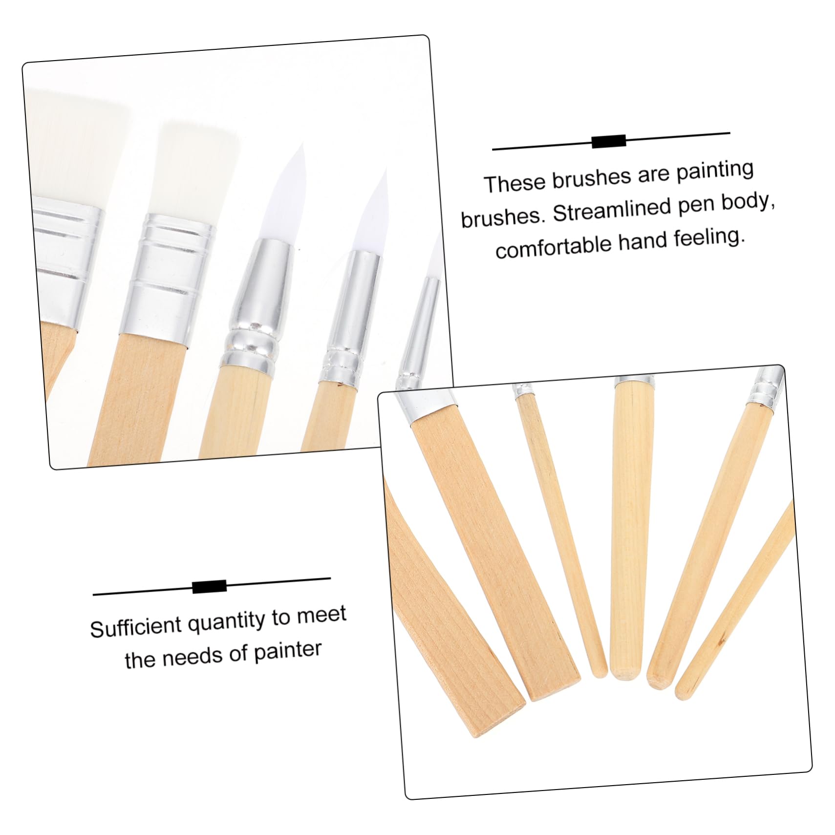 6piezas Pinceles Cortos de Lana Cruda para Pintura Acuarela Suministros de Pintura para Acuarela Herramienta de Dibujo para Artistas Principiantes