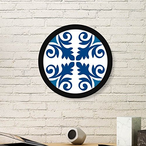 Cadre photo rond Maroc motif bleu en bois noir Large DIYthinker - 2