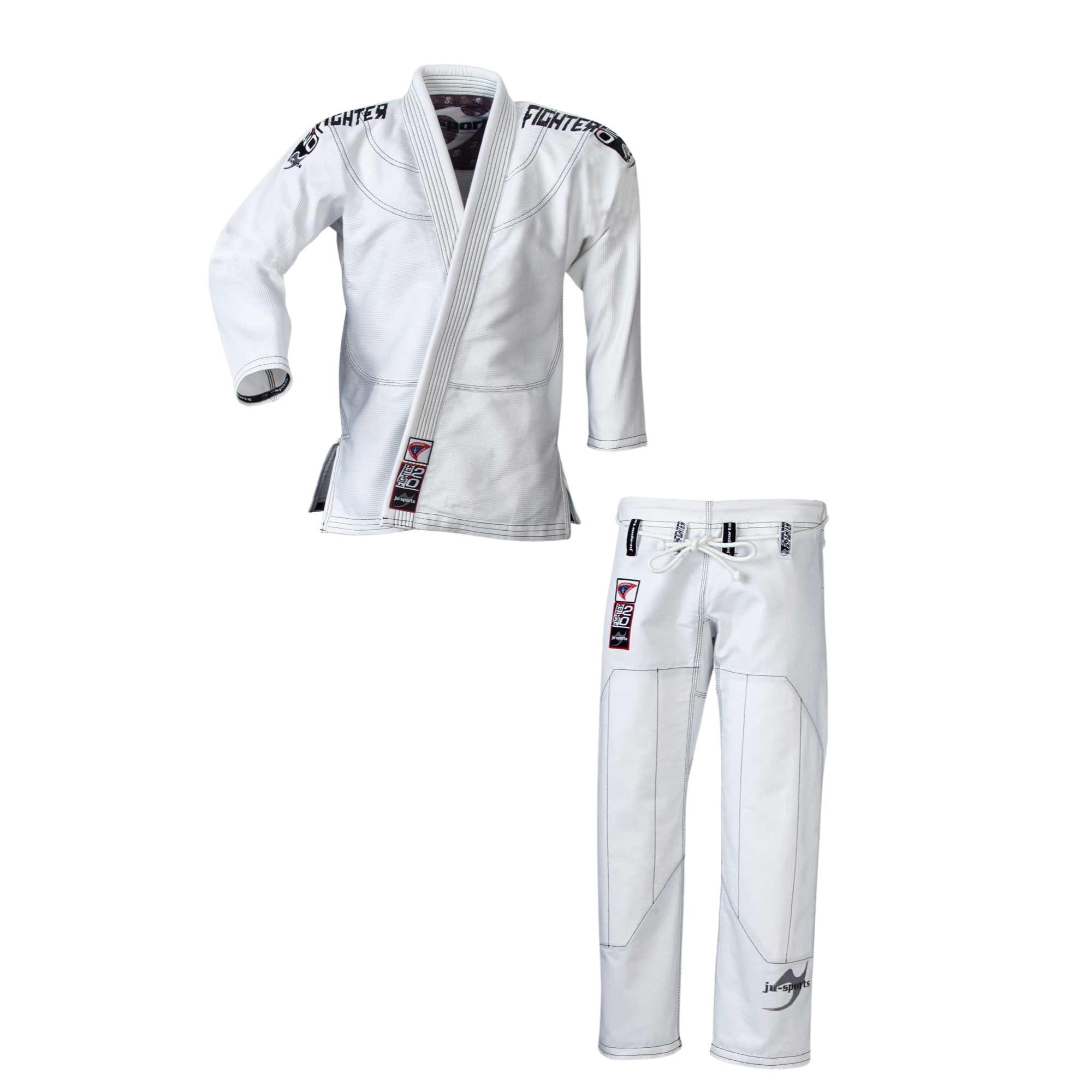 Ju-Sports Pearl Fighter 2.0 Jujutsu Anzug Herren weiß - Superleichter Gi für hohe Kicks 100% Baumwolle, Sportlicher Schnitt & topmodernes Design