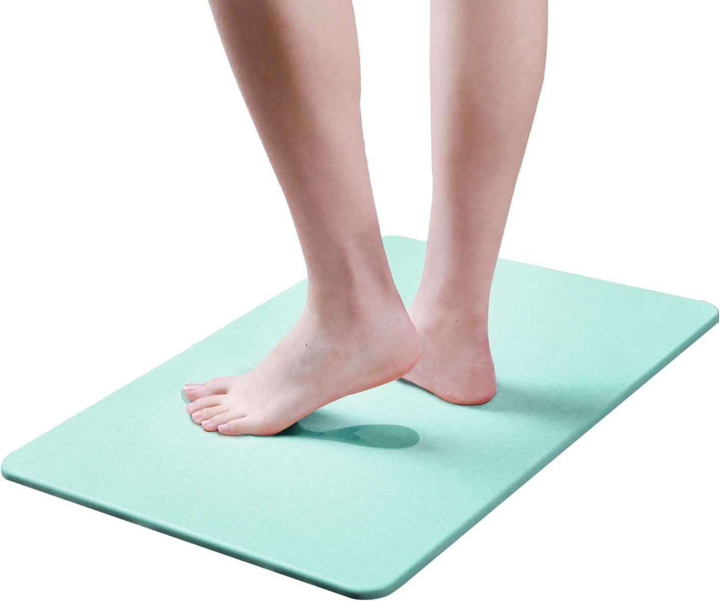 Egofine Bath Mat - Absorbent Diatomaceous Earth Bath Mat, Deodorant Non Slip Fast Drying for Bathroom Floor in 23.6" x 15", Mint Green
